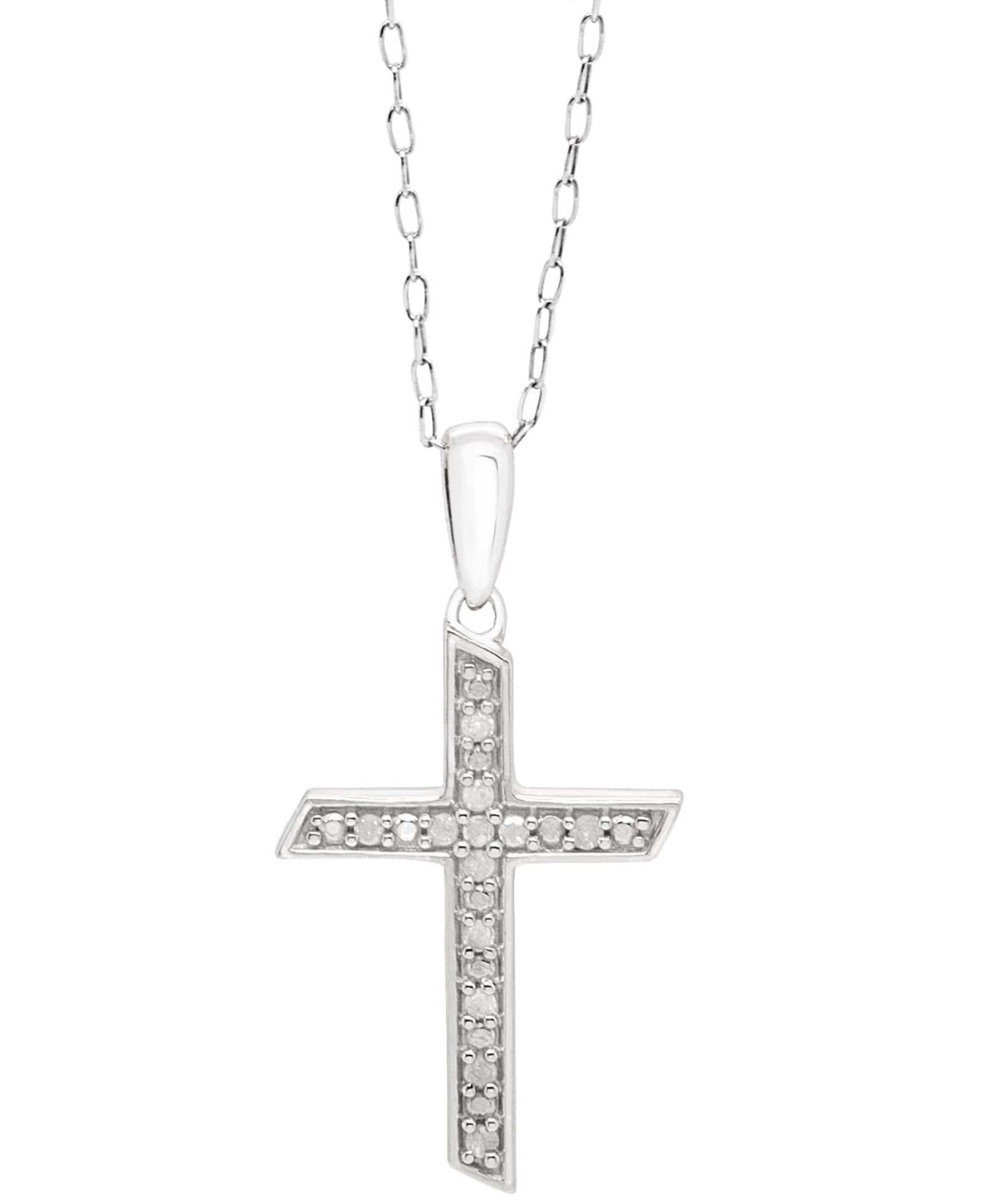 Diamond Cross 18" Pendant Necklace (1/10 ct. t.w.) in Sterling Silver