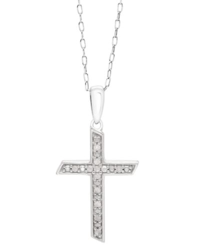Подвеска Diamond Cross 18" в стерлинговом серебре (1/10 ct. t.w.)