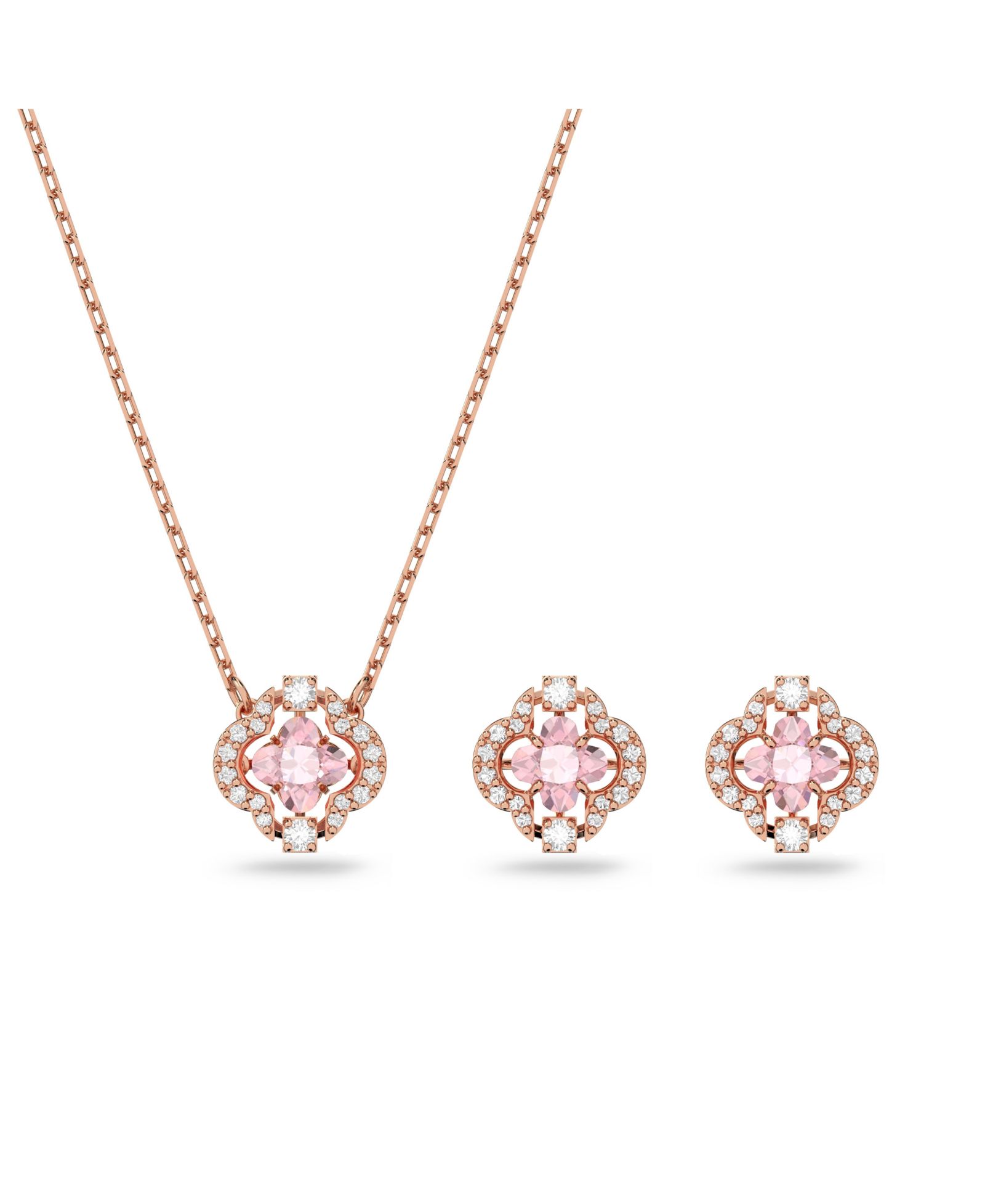 Набор украшений Swarovski Sparkling Dance Clover Rose Gold Tone Plated