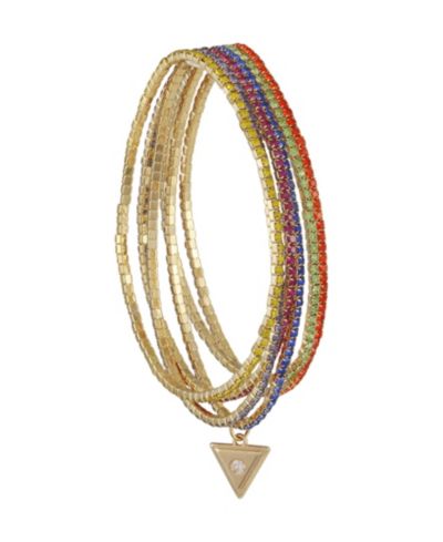 GUESS Набор из 6 серебристых браслетов с кристаллами