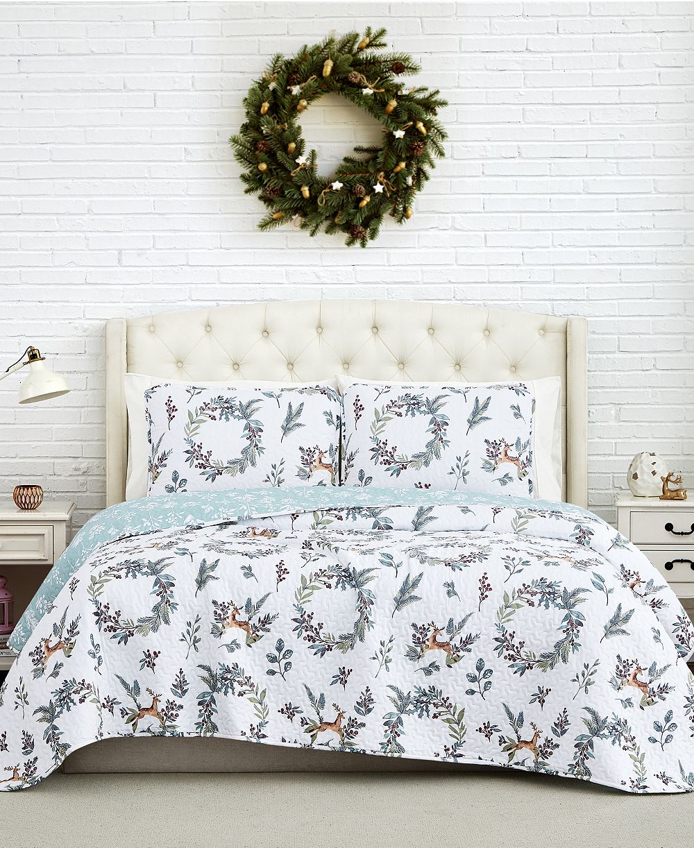 Southshore Fine Linens Happy Holidays Oversized Reversible 3-Pc. Quilt Set, King/California King