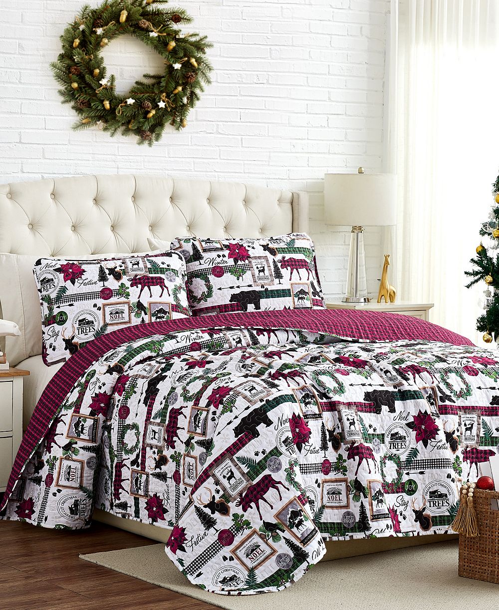 Комплект из 3-х стеганых одеял Southshore Fine Linens Merry Town Christmas Oversized Reversible, King/California King
