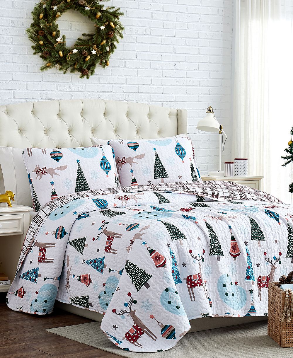 Southshore Fine Linens двустороннее стеганое одеяло Winter Wonderland Oversized, 3 предмета, размер Full/Queen