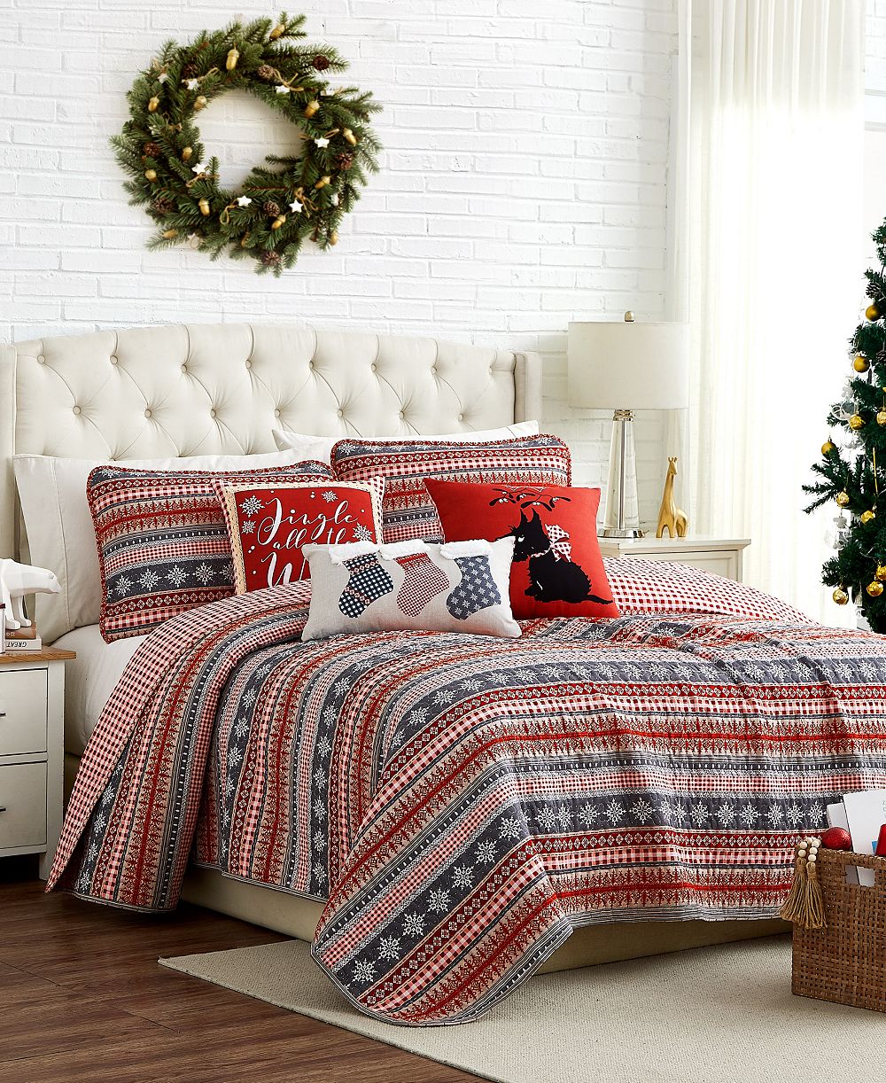 Стяжной комплект из 6 предметов Southshore Fine Linens Cozy Cottage Holiday Reversible, Full/Queen