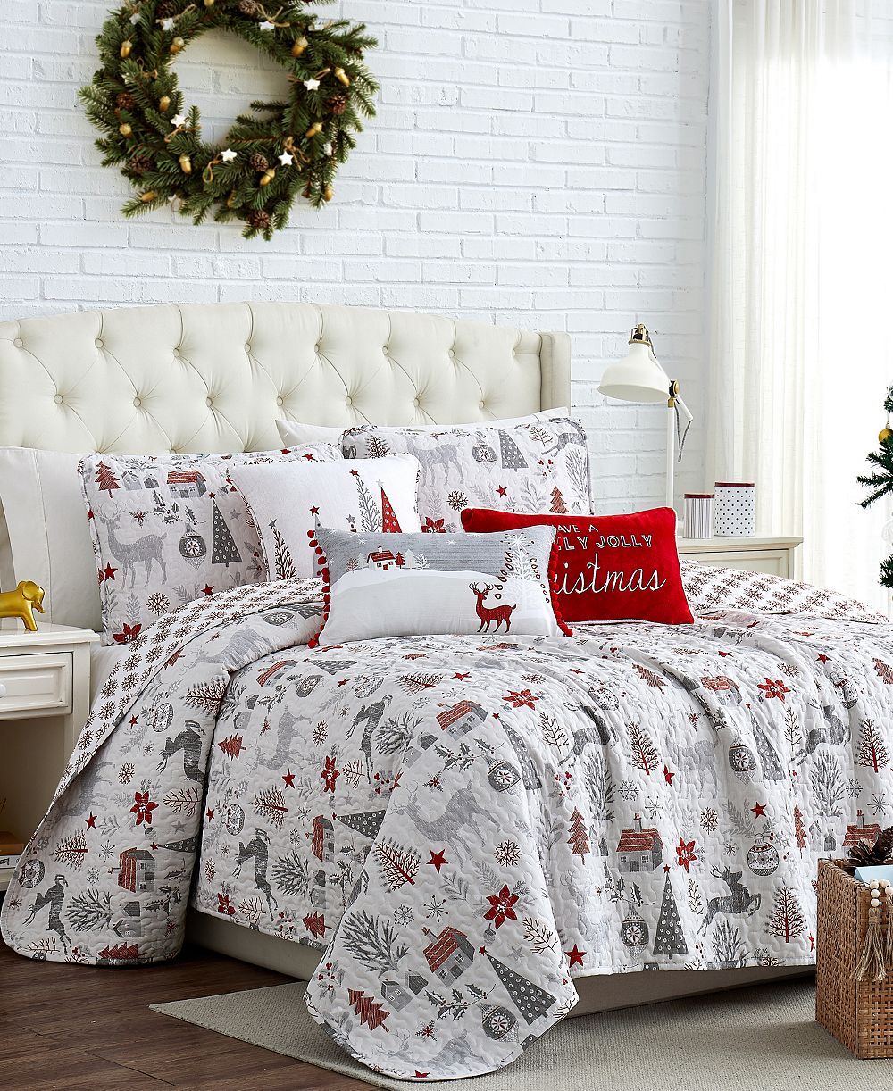 Southshore Fine Linens Holly Jolly Lane оверсайз реверсивный комплект из 6 предметов, King/California King