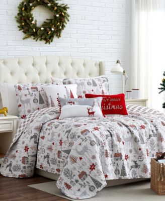 Southshore Fine Linens Holly Jolly Lane Oversized Reversible 6-Pc. Quilt Set, King/California King