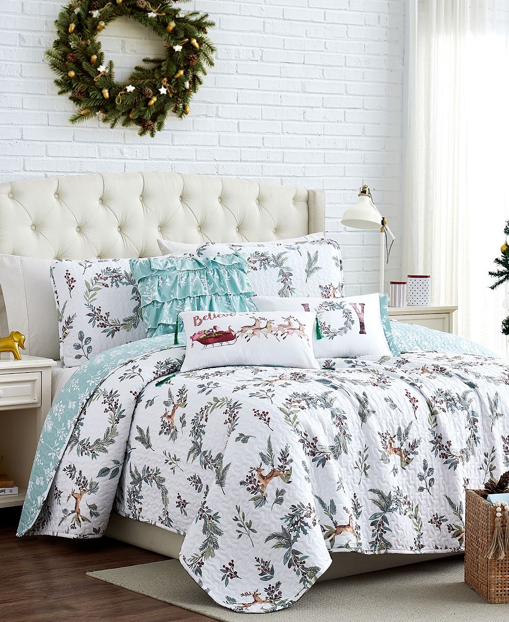Комплект покрывала Southshore Fine Linens Happy Holidays Oversized Reversible 6-Pc. Full/Queen