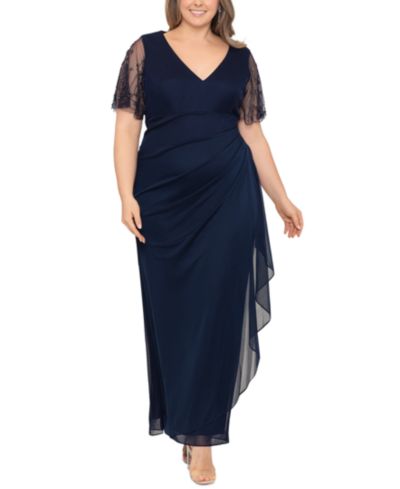 Платье XSCAPE Plus Size Lace-Sleeve