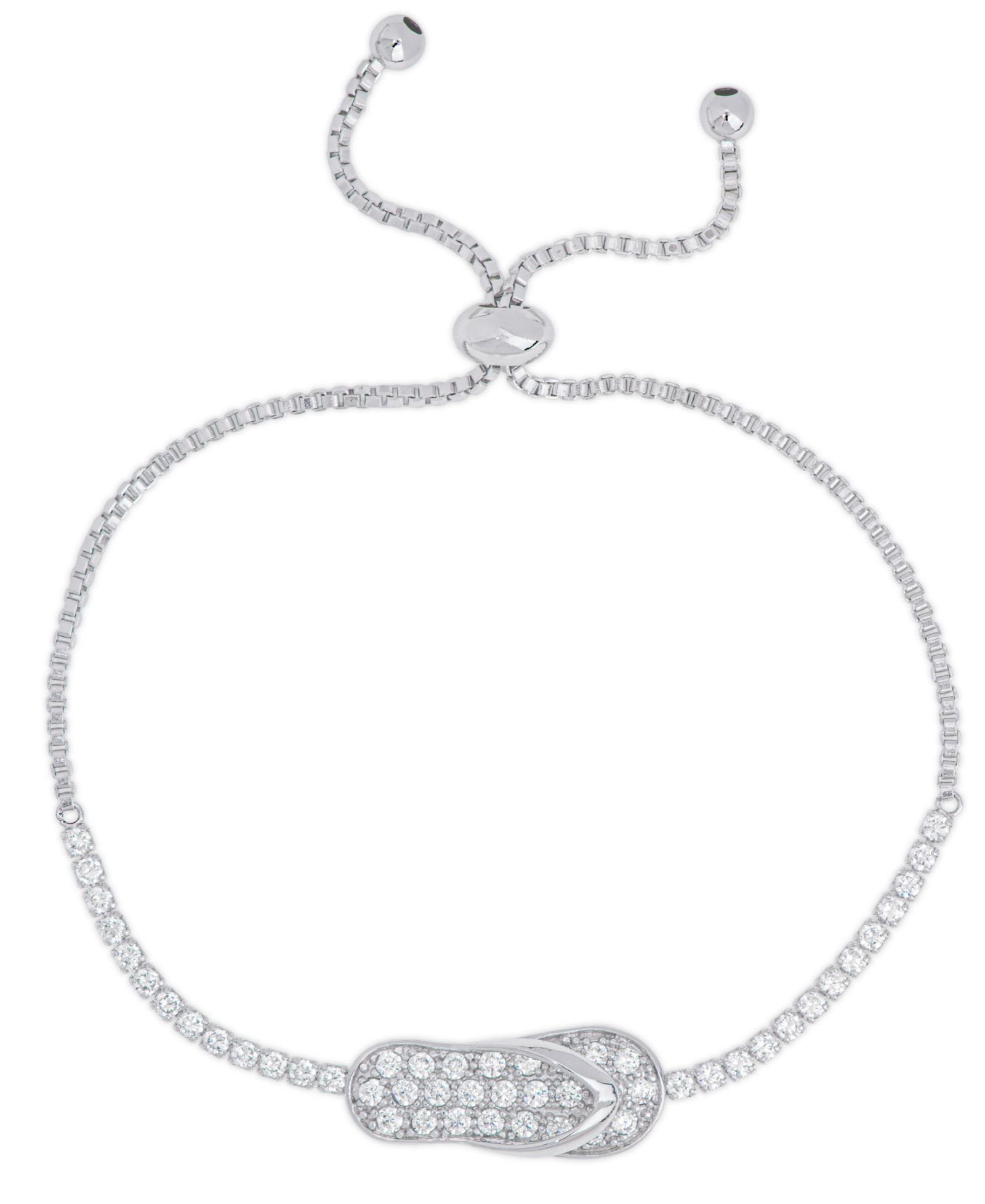 Браслет Macy's Women's Fine Silver Plated Cubic Zirconia Flip Flop