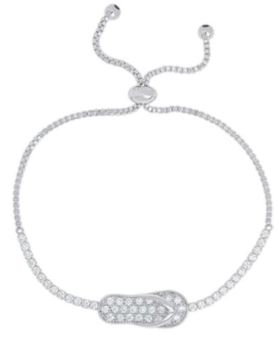 Браслет Macy's Women's Fine Silver Plated Cubic Zirconia Flip Flop