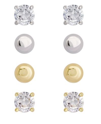 Женские серьги-гвоздики из золота 14k с покрытием из чистого серебра, круглые, с кубическим цирконием, набор, 8 штук