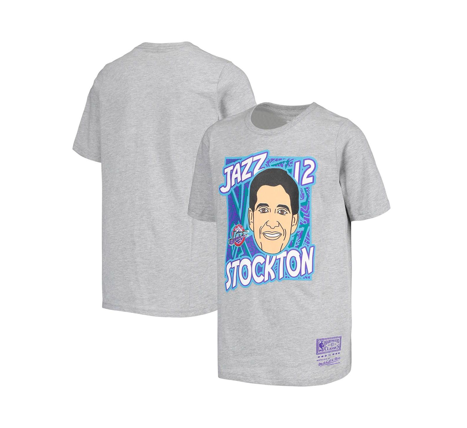 Детская футболка Mitchell & Ness John Stockton Gray Utah Jazz Hardwood Classics King of the Court