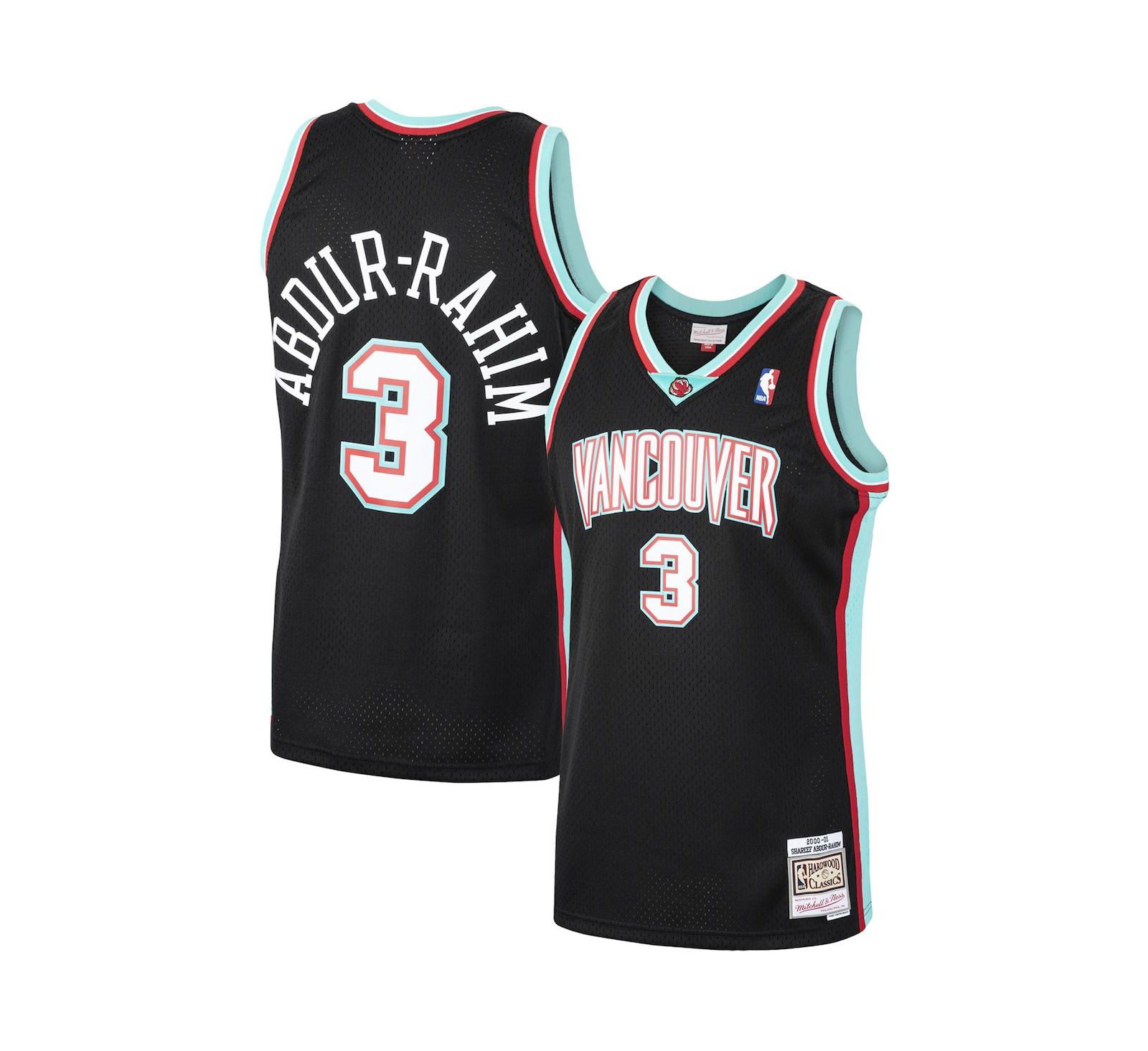 Мужская джерси Mitchell & Ness Shareef Abdur-Rahim Black Vancouver Grizzlies 2000-2001 Hardwood Classics Swingman