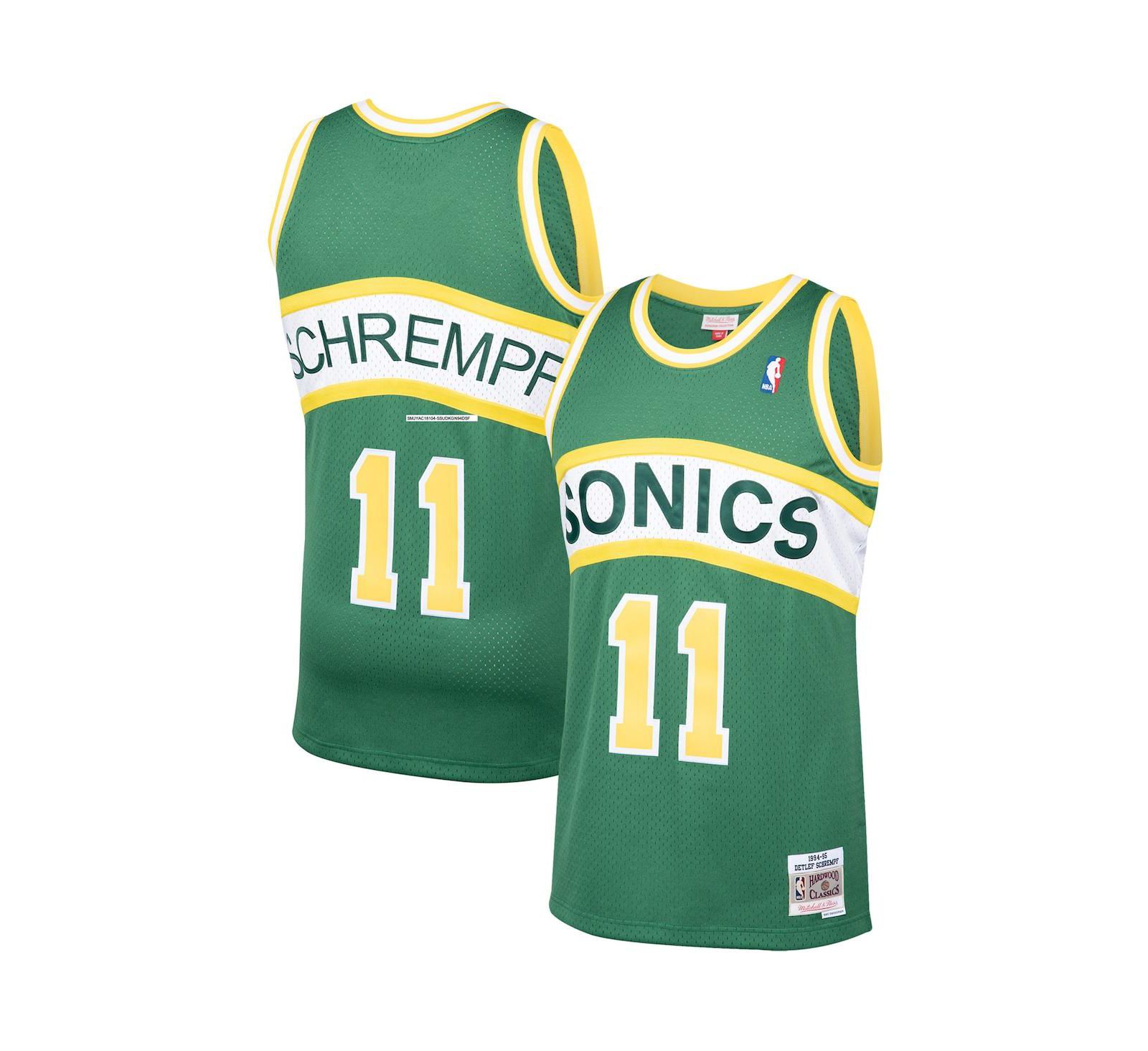 Мужская джерси Mitchell & Ness Detlef Schrempf Green Seattle SuperSonics 1994-95 Hardwood Classics Swingman Player