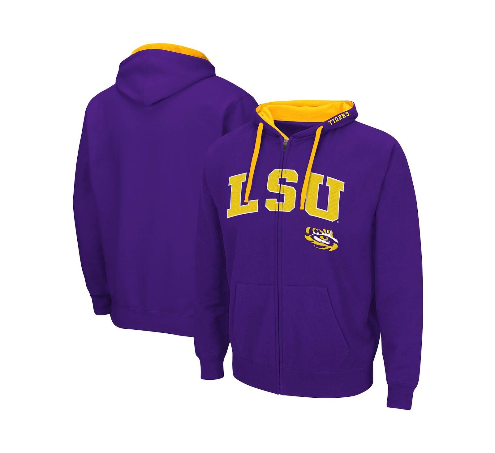 Men's Colosseum Purple LSU Tigers Big and Tall Full-Zip Hoodie