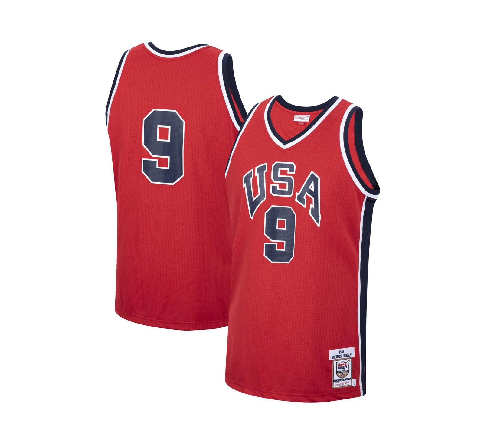 Men's Mitchell & Ness Michael Jordan Red USA Basketball Authentic 1984 Jersey