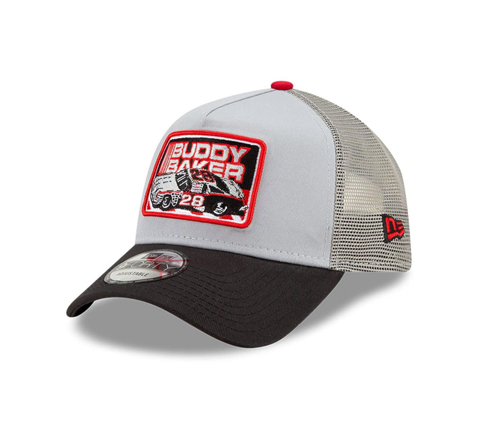 Men's New Era Black, Gray Buddy Baker Legends 9Forty A-Frame Adjustable Trucker Hat