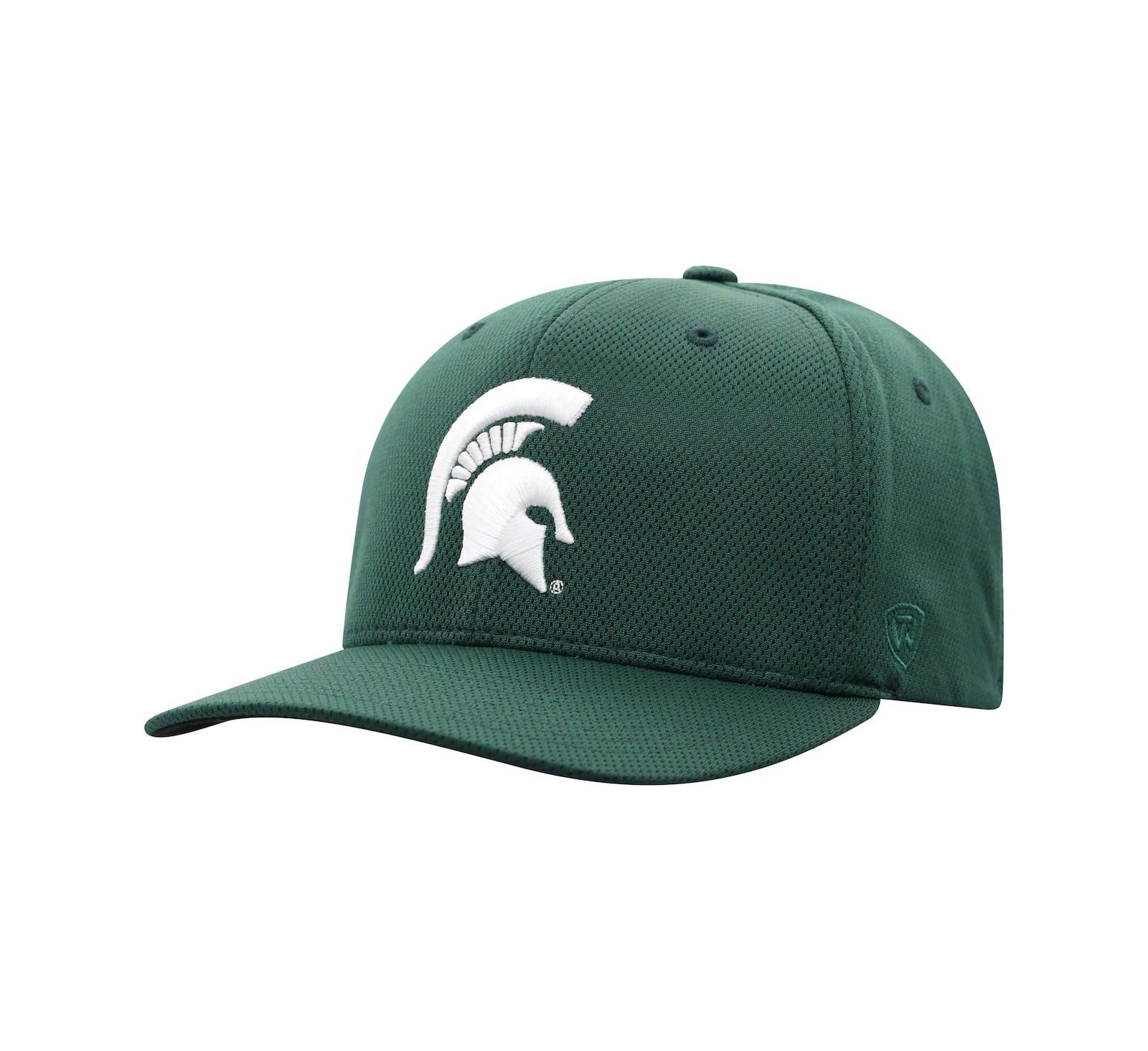 Мужская кепка Top of the World Green Michigan State Spartans Reflex Logo Flex Hat