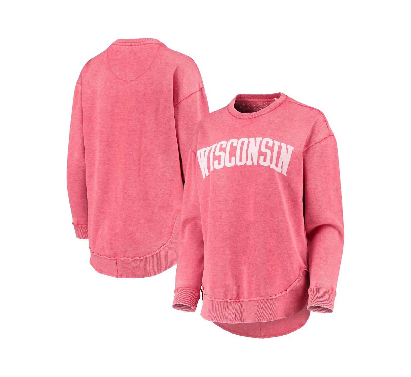 Женское свитшот-худи Pressbox Red Wisconsin Badgers Vintage-Like Wash Pullover