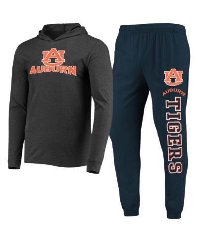 Men's Concepts Sport Navy, Charcoal Auburn Tigers Meter Long Sleeve Hoodie T-shirt and Jogger Pants Set