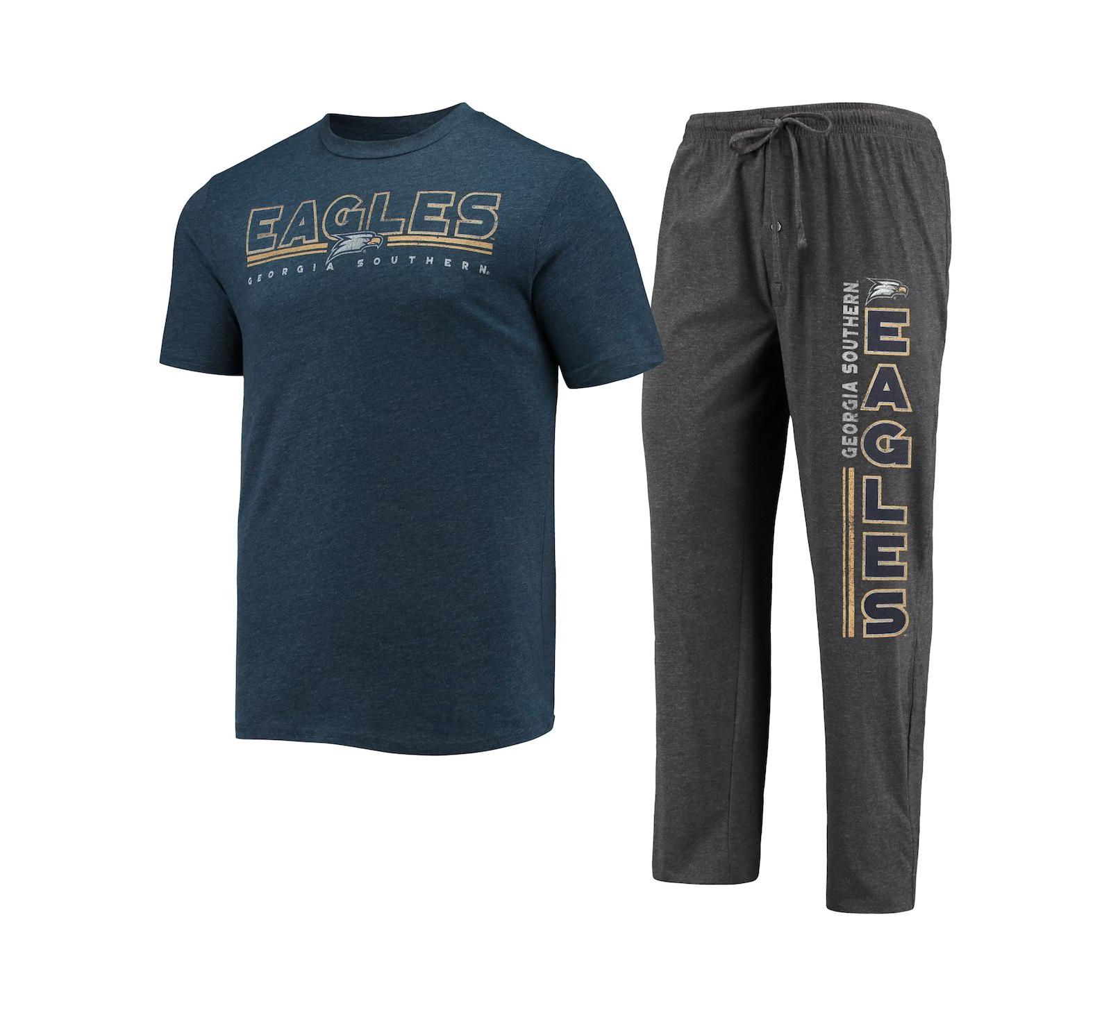 Мужской комплект Concepts Sport Heathered Charcoal, Navy Georgia Southern Eagles T-shirt and Pants Sleep Set