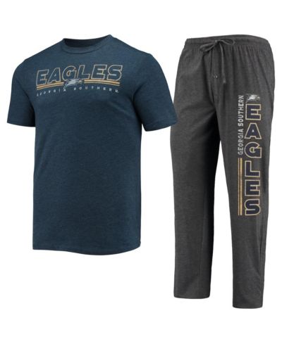 Мужской комплект Concepts Sport Heathered Charcoal, Navy Georgia Southern Eagles T-shirt and Pants Sleep Set