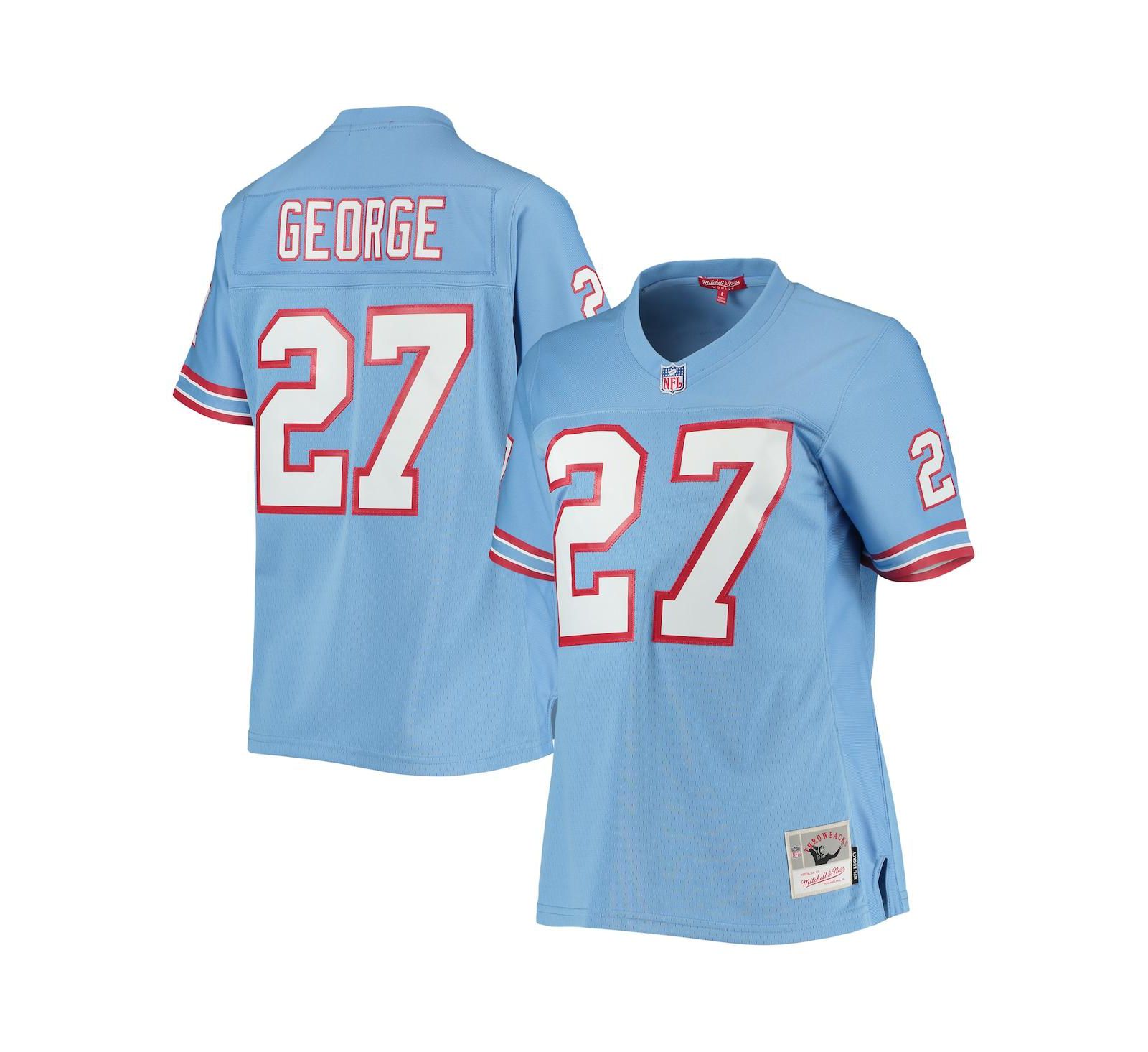 Мужская джерси Mitchell & Ness Eddie George Light Blue Houston Oilers Legacy Replica