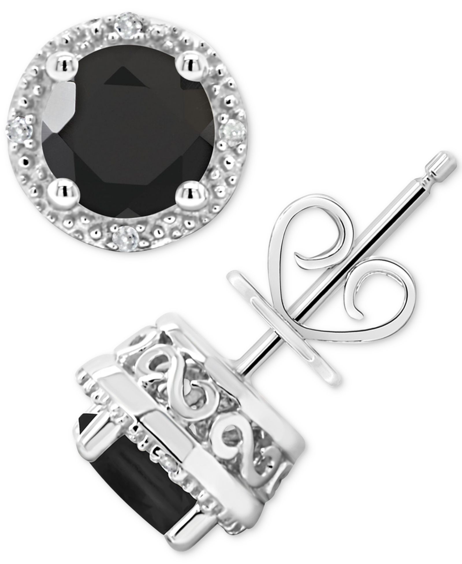 Серьги-гвоздики Cultured Freshwater Pearl & Diamond Accent в стерлинговом серебре