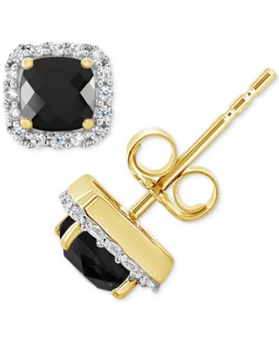 Серьги-гвоздики Macy's Cultured Freshwater Pearl & Lab-Created White Sapphire (1/5 ct. t.w.) в 10k Gold