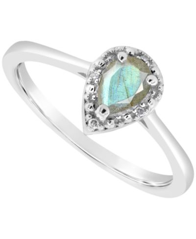 Кольцо Labradorite & Diamond Accent Pear в Sterling Silver