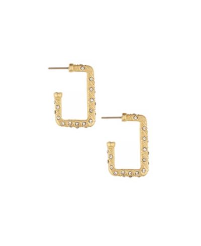 Серьги-кольца ETTIKA 18k Gold-Plated Pavé-Studded Rectangle