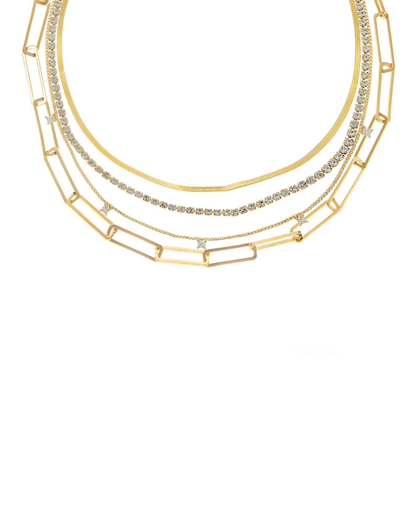 ETTIKA 18k Gold-Plated 3-Pc. Set Cubic Zirconia Mixed Link Necklaces