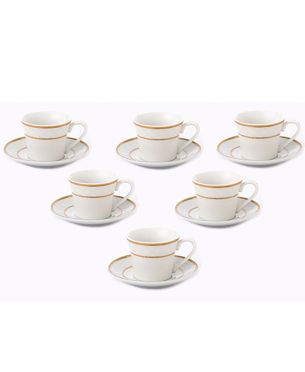 Lorren Home Trends Floral Espresso Set, 12 Piece