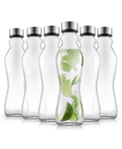 JoyJolt Brightware Spring Glass Water Bottles, Set of 6