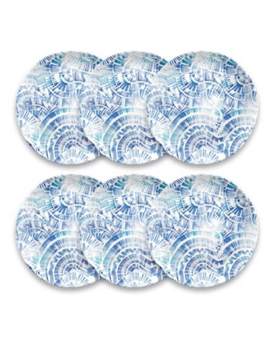 Abode Homewares Melamine Coastal Scallops Dinner Plates, Set of 6