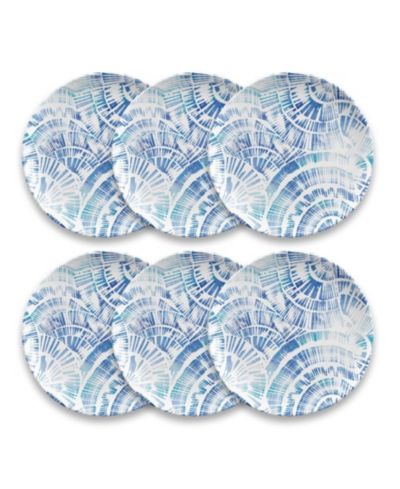 Abode Homewares Coastal Scallops 6-Piece Salad Plate Set, 8.5"