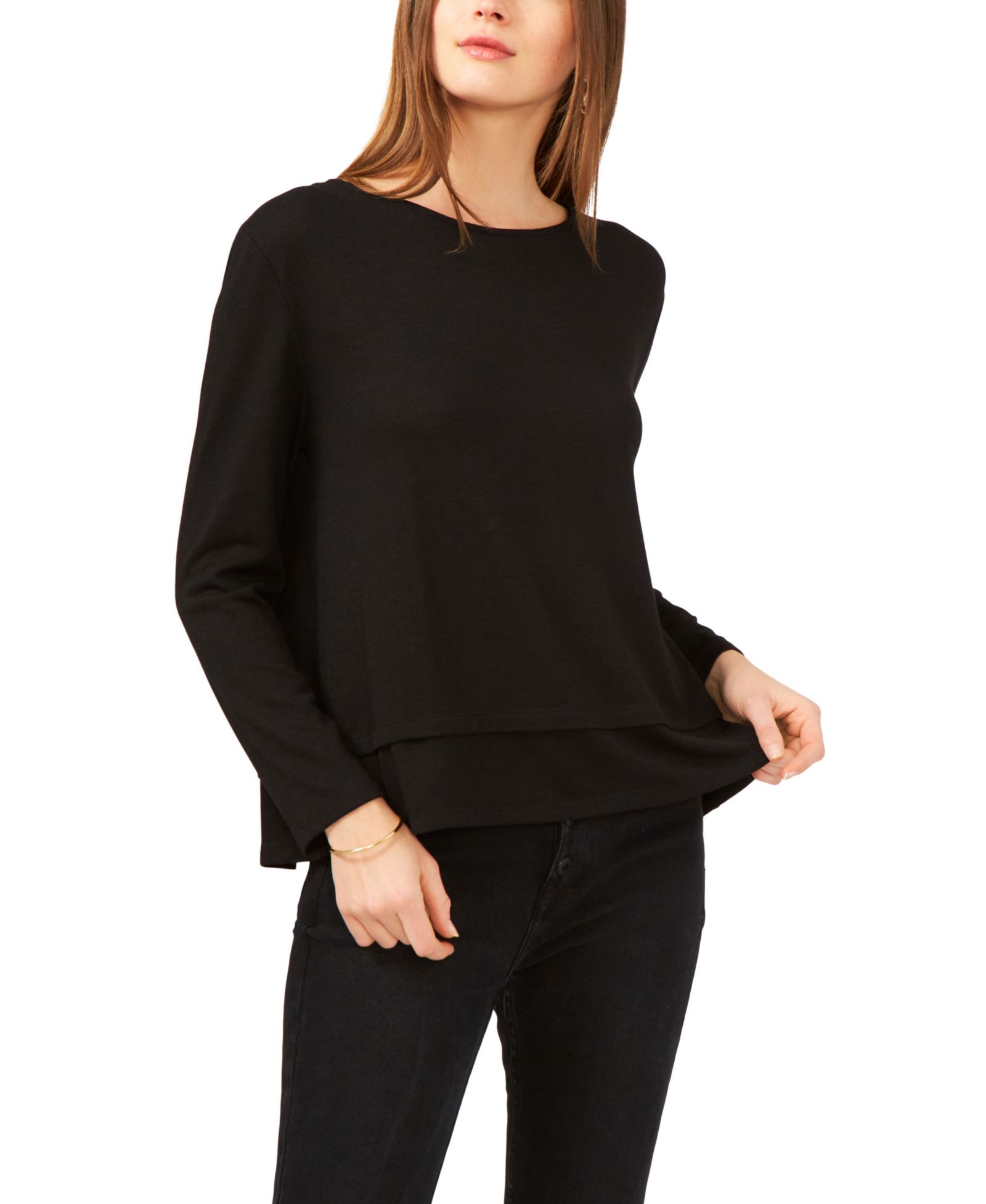 1.STATE Women's Long Sleeve Tie Back Cozy Knit Top