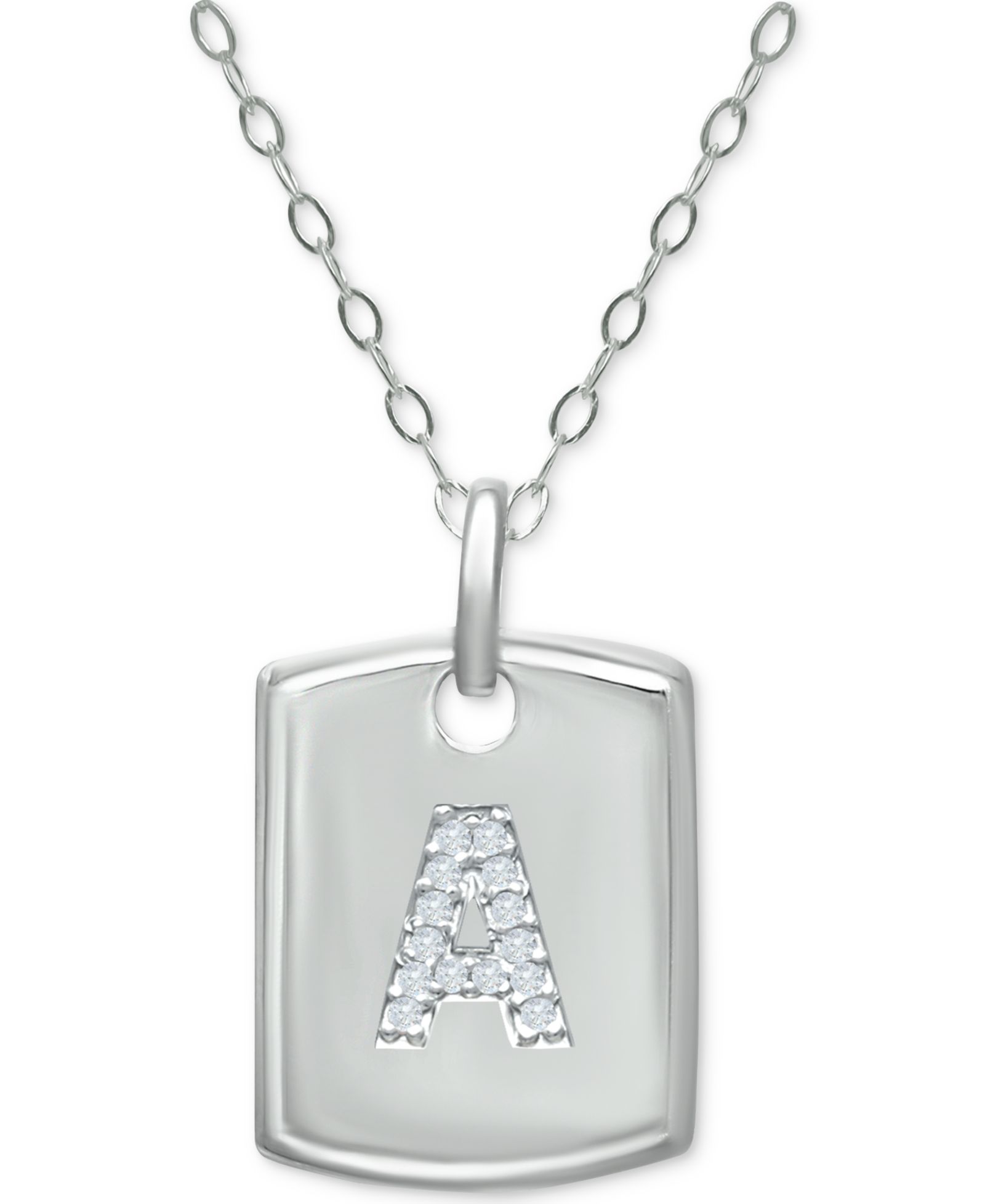Подвеска Giani Bernini Cubic Zirconia Initial Dog Tag из стерлингового серебра, 16" + 2" extender