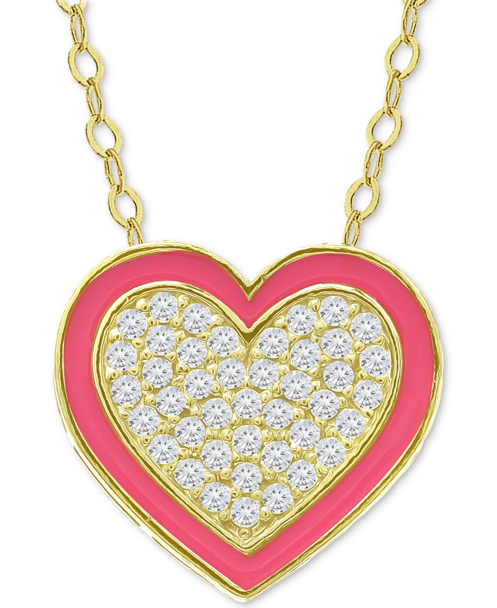 Giani Bernini Подвеска Heart Cubic Zirconia & Enamel, 16" + 2" extender