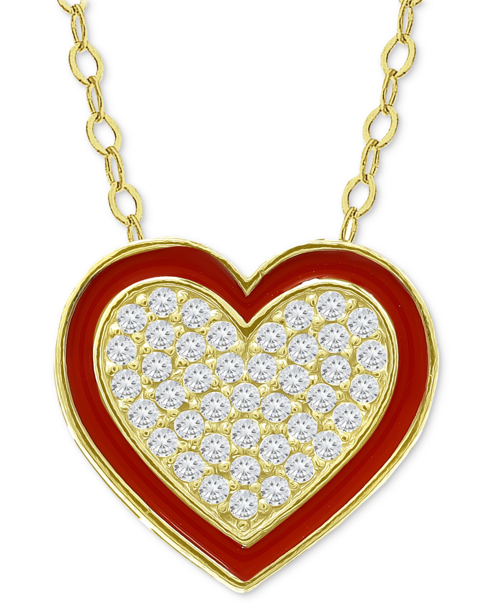 Подвеска Giani Bernini Cubic Zirconia & Red Enamel Heart, 16" + 2" extender
