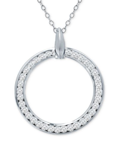 Giani Bernini Cubic Zirconia Open Circle Pendant Necklace, 16" + 2" extender, Created for Macy's