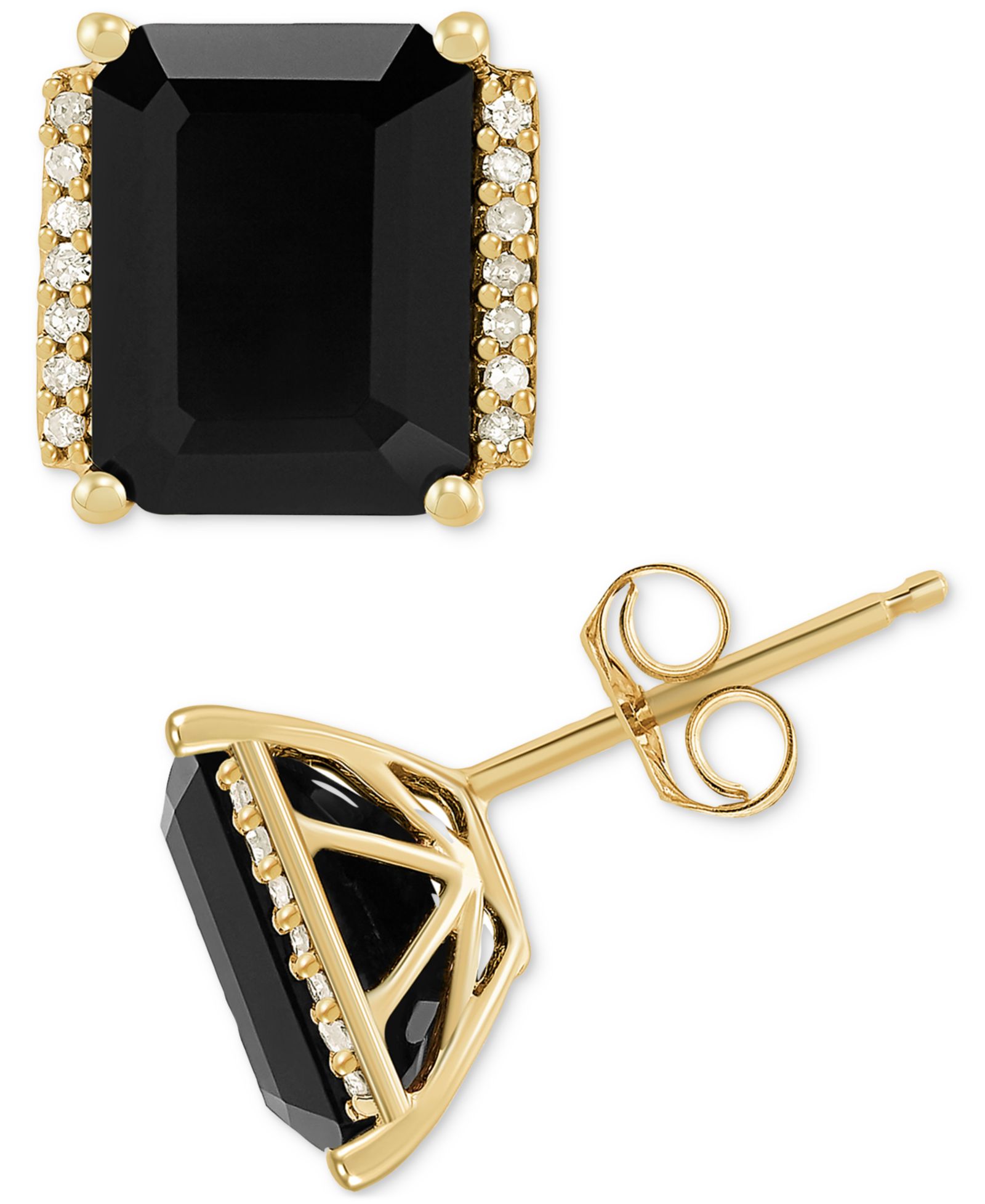 Серьги-гвоздики Onyx & Diamond с акцентом из золота 14k