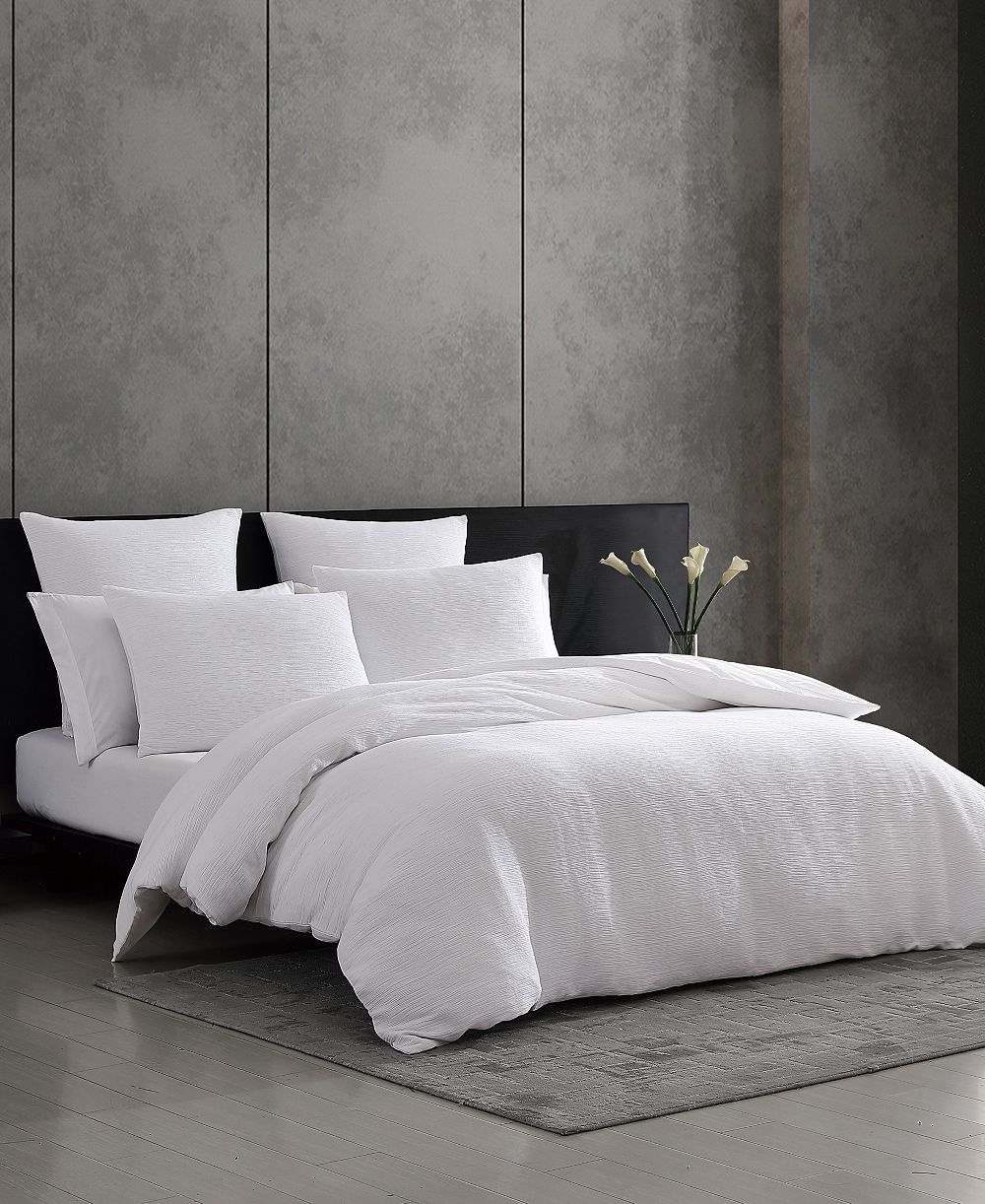 Vera Wang Solid Textured Pleats 3-Pc. Duvet Cover Set, King
