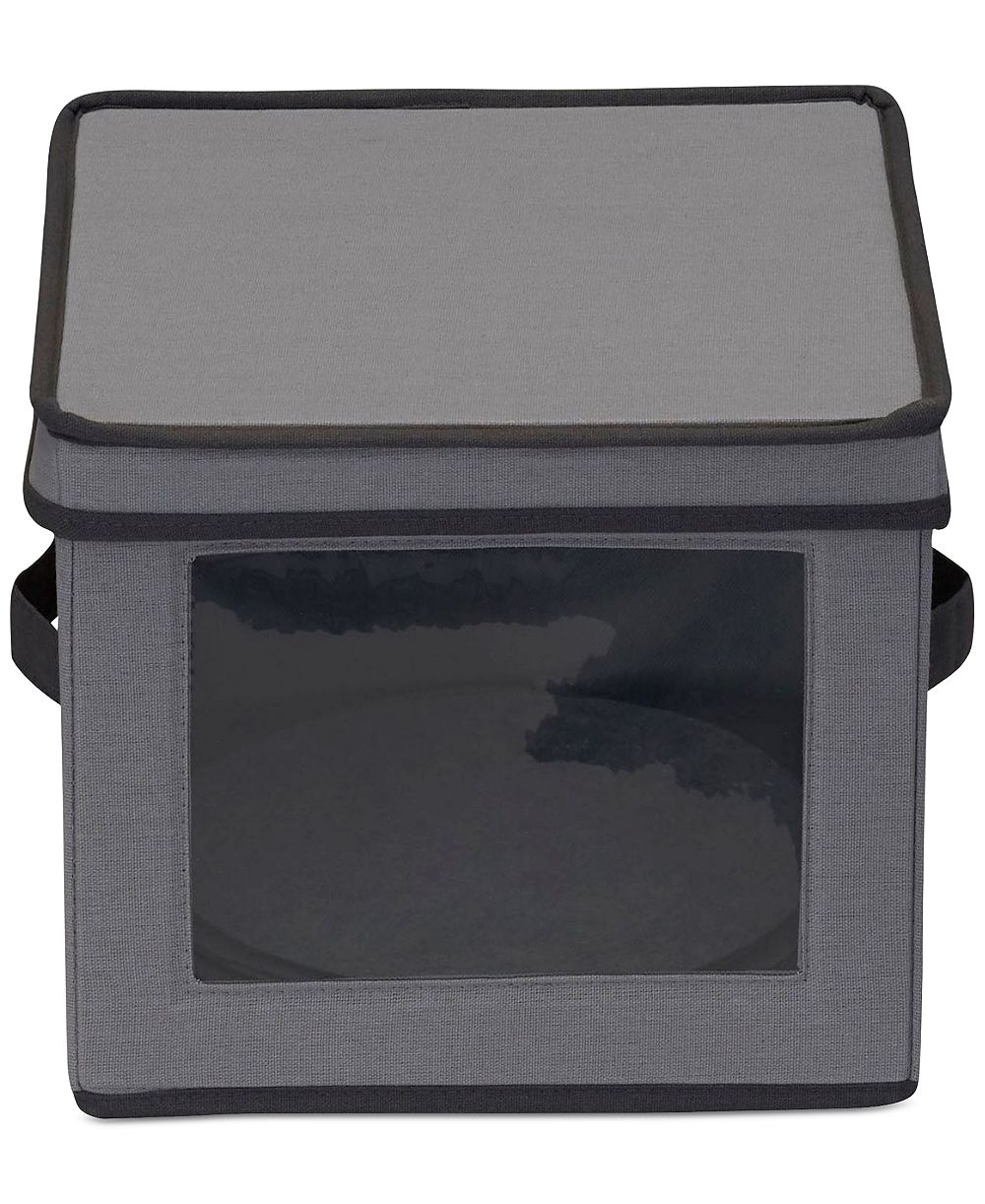 Household Essentials Dinner Plate Storage Box, Windowed Panel and Handles