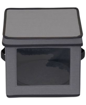 Household Essentials Dinner Plate Storage Box, Windowed Panel and Handles