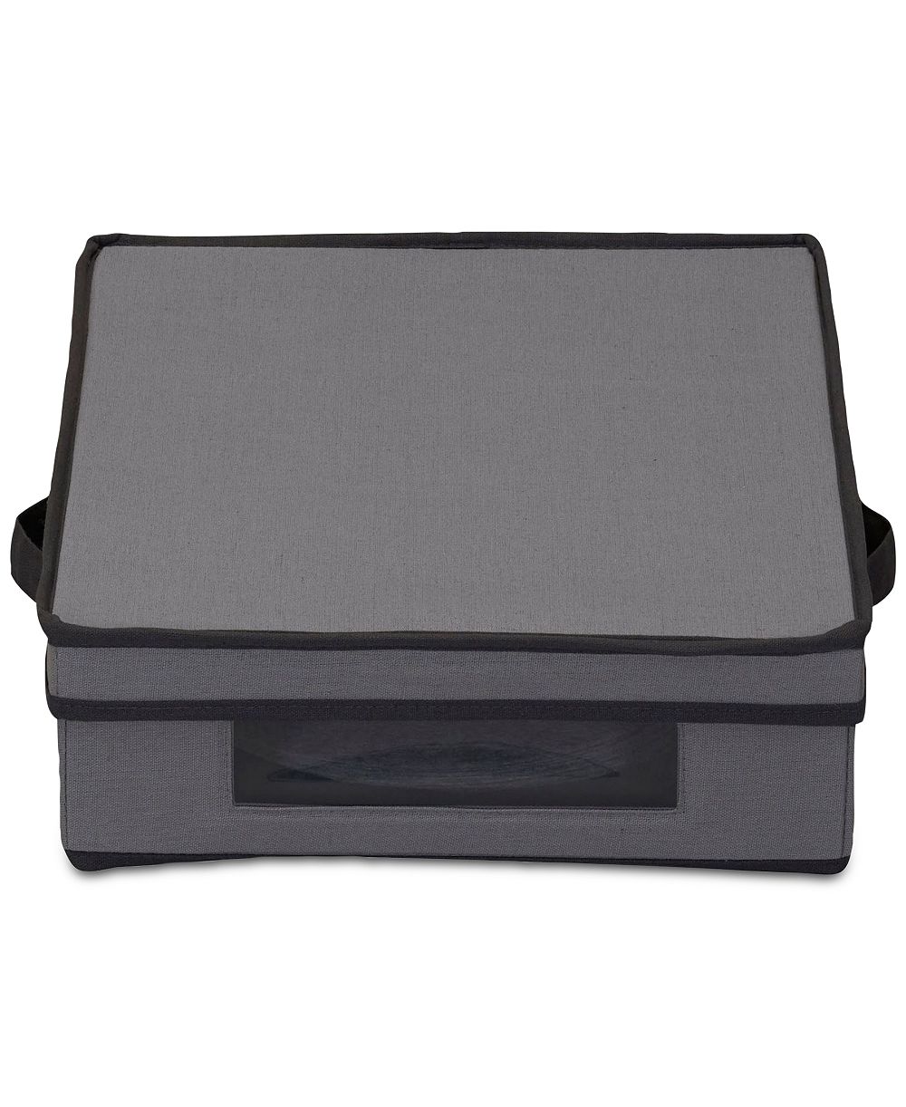 Household Essentials Charger Plate Storage Box, Windowed Clear Front Panel