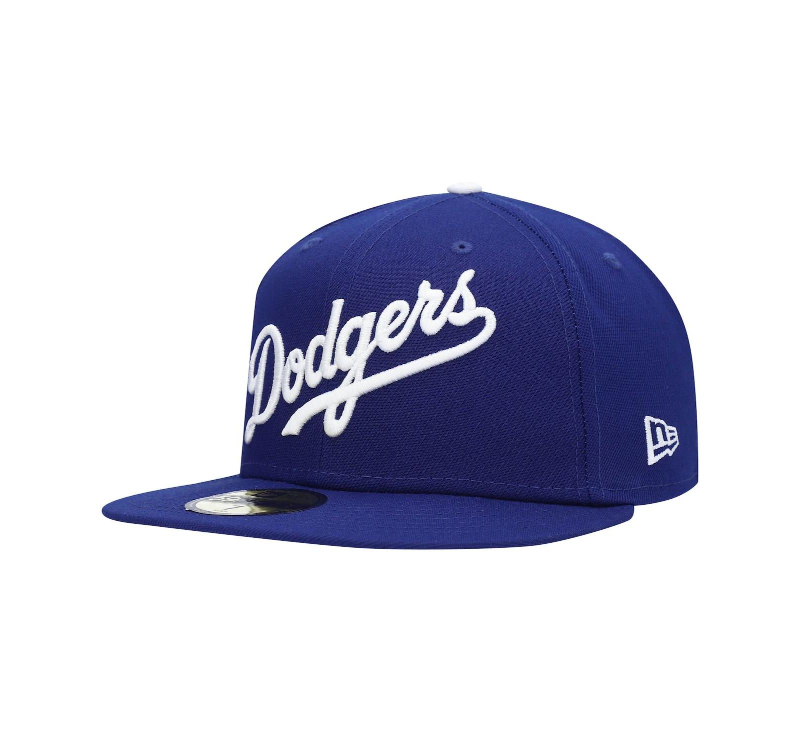 Men's New Era Royal Los Angeles Dodgers Logo White 59FIFTY Fitted Hat