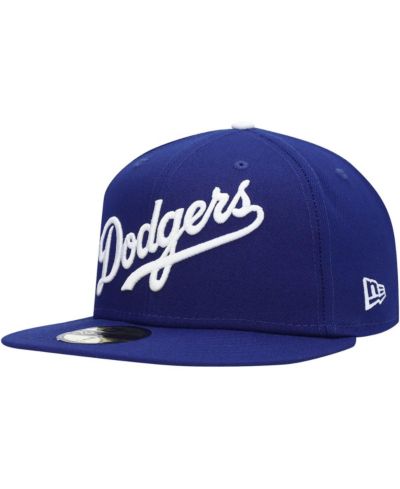 Мужская кепка New Era Royal Los Angeles Dodgers Logo White 59FIFTY Fitted