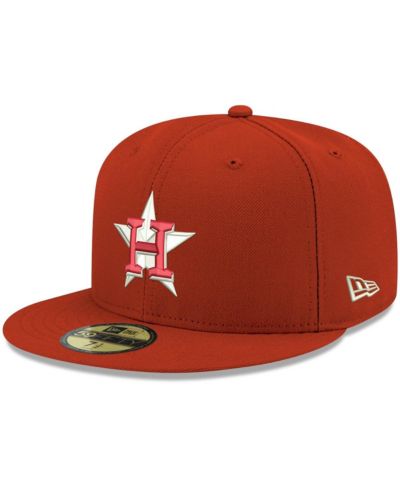 Мужская кепка New Era Red Houston Astros Logo White 59FIFTY Fitted