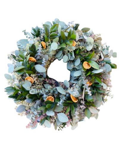 Венок GreenishBlu Eucalyptus, Ruscus, Baby Blue Eucalyptus and Oranges, 20"